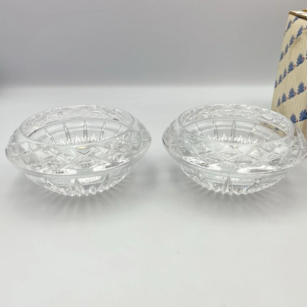 Vintage 1984 Princess House Highlights Lead Crystal‎ Candle Holders Set Of 2 Box